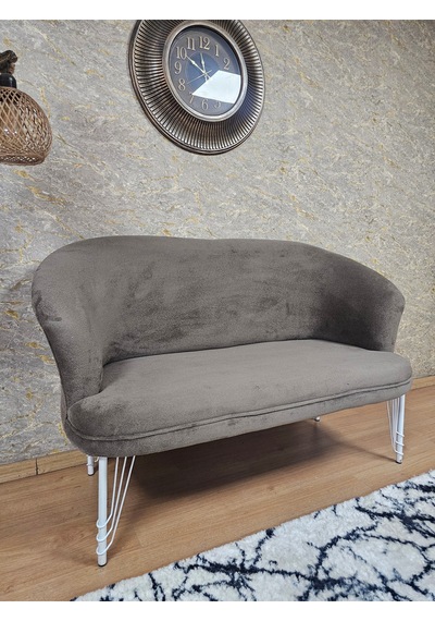 Zafir İkili Teddy Beyaz Boyalı Telli Ayak Çay Seti Koltuk İkili Berjer , Balkon, Salon, Ofis Kahverengi
