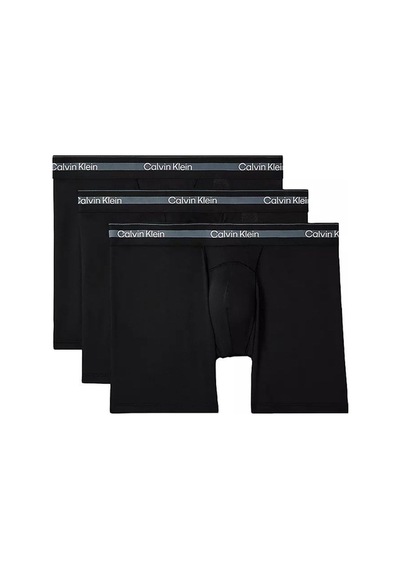 Calvin Klein Erkek Pamuklu Slim Fit Beli Elastik Bantlı 3'lü Siyah Boxer-16150