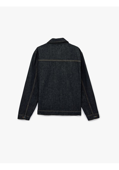 Koton Uzun Kollu Cepli Düğmeli Oversize Jean Gömlek Ceket Koyu İndigo 6sam50060nd