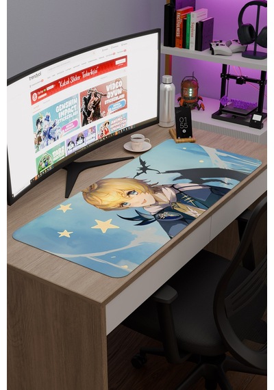 Mika Genshin Impact Anime Oyuncu V5 - 90x40 Xxl Gaming Mouse Pad Fare Altlığı