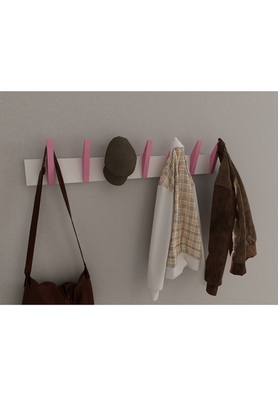 Hepsi3boyutlu Modern Duvar & Kapı Kanca Askılık - 7 Adet Pembe Kanca Askılık - Model No : 4 Pembe