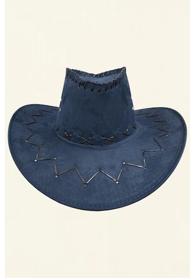 Tezzgelsin Unisex Lacivert Nubuk Kovboy Şapkası Western Country Tarz Kovboy Şapka Lacivert