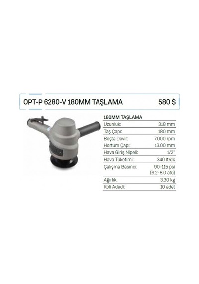 Osaka Havalı El Aletleri Opt-P 6280-V 180 MM Taşlama N11.11126