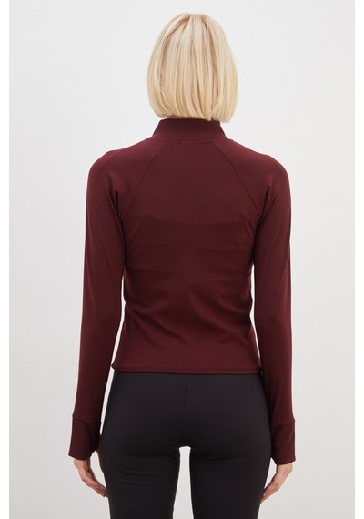 Fullamoda Parmak Geçirmeli Dalgıç Kumaş Slim Fit Ceket Mürdüm