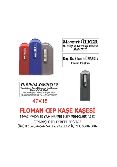 Kaşeciniz Cep Kaşesi - Floman M20 - Öğretmen - Mühendis - İşyeri - Şirket Kaşesi Diğer