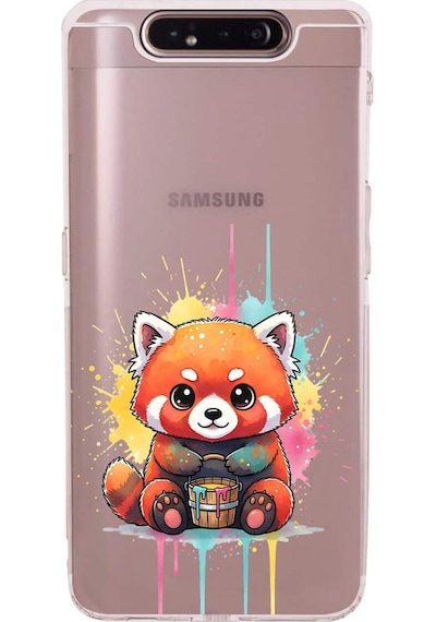 Samsung Galaxy A90 İle Uyumlu Splash Tilki Tasarımlı Şeffaf Silikon Kılıf Şeffaf