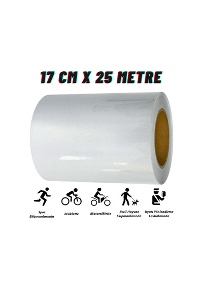 Carub Reflektif Fosforlu Şerit Bant 17 Cm x 25 Metre Beyaz İkaz Bandı BR2405501