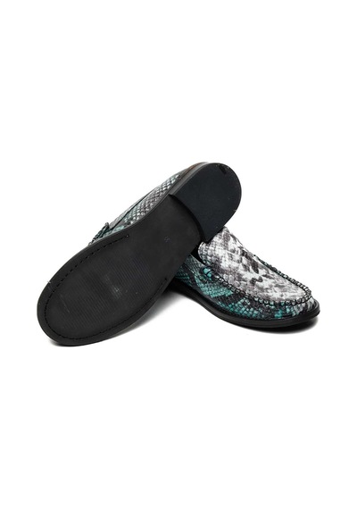 Bestello Bağcıksız Neolit Taban Loafer 101-mng-14 Kadın Ayakkabı Yesıl Yılan