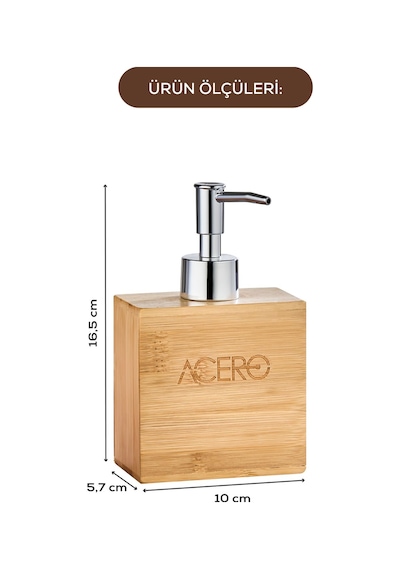 Vienev Bambu Dikdörtgen Sıvı Sabunluk Krom Pompalı 225 Ml Çok Renkli