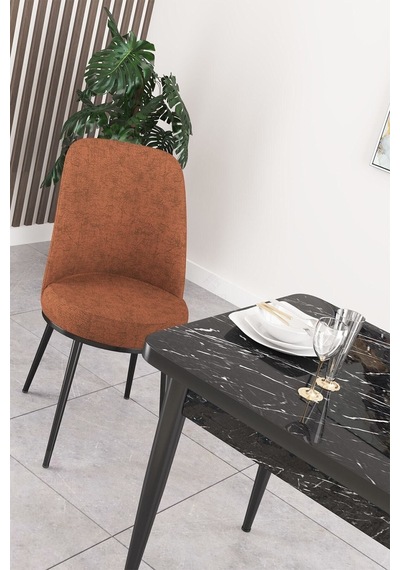 Canisa Concept Nil Serisi 70x110 Sabit Mutfak Masası Takımı Siyah Mermer Desen Masa 4 Kiremit Sandalye Kiremit Canisa Concept Nil Serisi 70x110 Sabit Mutfak Masası Takımı Siyah Mermer Desen Masa 4 Kiremit Sandalye Kiremit