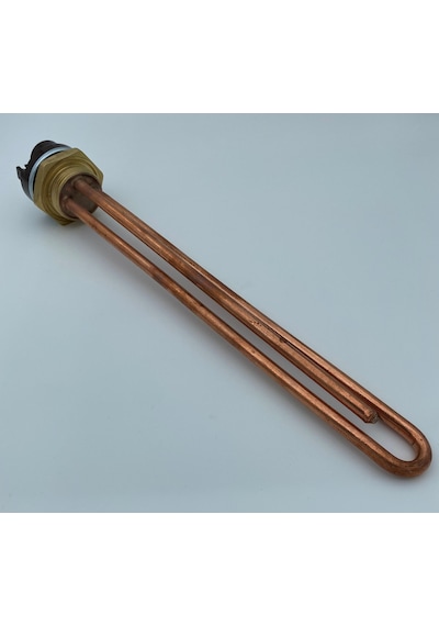 1-1/4'' Düz Bakır Güneş Enerjisi Rezistansı (Yerli Üretim) - Termostatlı - Kapaklı - 30 cm 2000 Watt