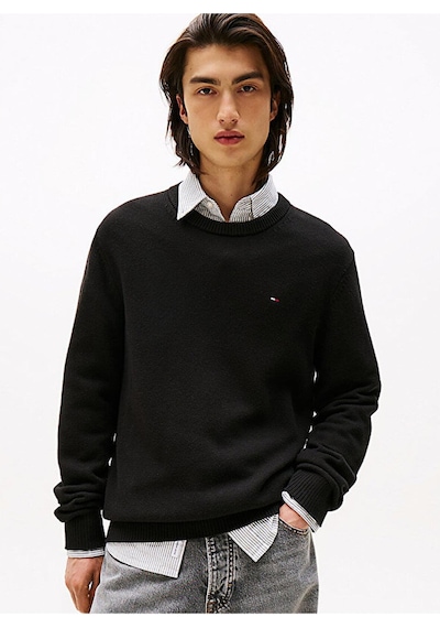 Tommy Hilfiger Erkek Marka Logolu Şık Görünüşlü Kış Kullanımına Uygun Siyah Kazak Dm0dm21787 Bds-10185 Siyah