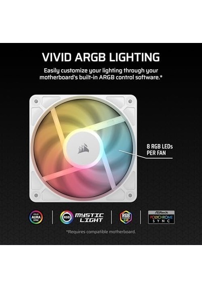Rs120-r Argb 120mm Pwm Ters Yapraklı Fan Üçlü Paket - Beyaz Co-9050197-ww