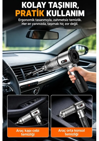 Northcity Ezere Duoforcevac 22000pa Güçlü Portatif Taşınabilir Vakumlu Kablosuz Üflemeli Mini Araç Süpürgesi- 5775