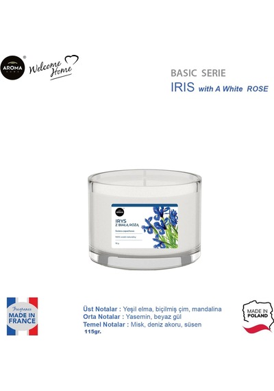 Aroma Basic Line Kokulu Mum Iris With A White Rose 115 G