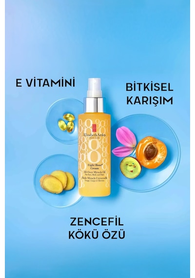Elizabeth Arden Eight Hour All-Over Miracle Oil Çok Amaçlı Besleyici Yüz Vücut ve Saç Bakım Yağı 100 ML﻿﻿