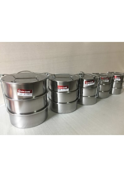 3 Lü Sefer Tası - 5 Numara - Krom Çelik - En Büyük Boy Çok Renkli