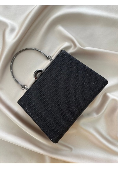 Öznora Kadın Siyah Simli Abiye, Clutch Gece Çantası Std