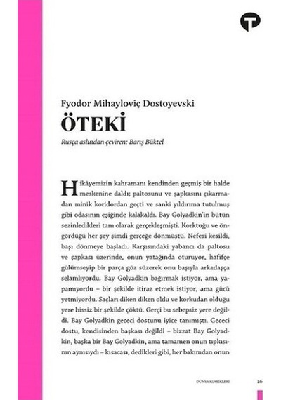 Öteki - Fyodor Mihayloviç Dostoyevski - Turkuvaz Kitap