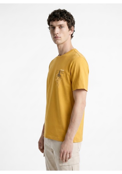 Discovery Expedition Hardal Unisex Bisiklet Yaka Baskılı T-shirt D6su-tst3101