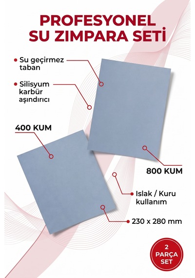 Starcke Su Zımparası Seti 400-800 Kum 230x280 Mm 2 Parça Islak Kuru Tabaka