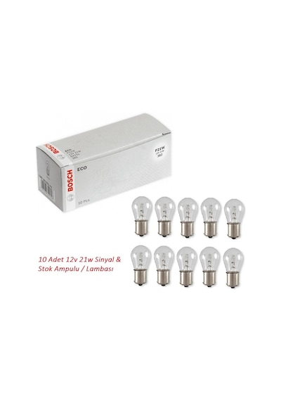 12 Volt 21 Watt Sinyal Stop Ampulu Lambası  93 Tek Duy Ampul 10ad