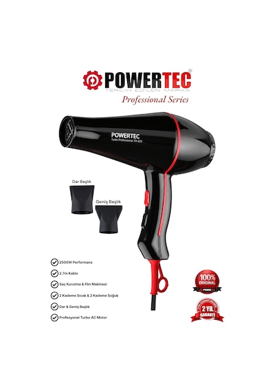 Powertec TR-601/TR-601S Turbo Profesyonel 2500 W Saç Kurutma Makinesi
