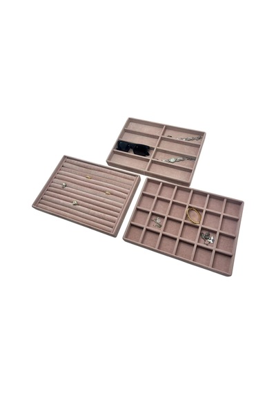 Bern Model Süet Kumaş Pembe Renk 34/24 Cm 3 Lü Takımtakı Sergileme Standı