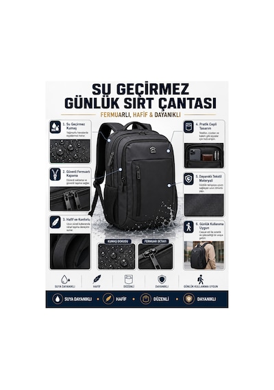 Kaff Young 51584 Siyah Aksesuarlı Unisex Sırt Çantası