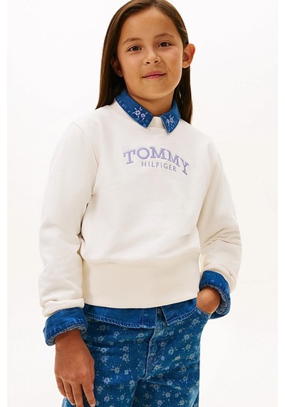 Tommy Hilfiger Kız Çocuk Logolu Nakışlı Bisiklet Yaka Sweatshirt - Kırık Beyaz Çok Renkli Tommy Hilfiger Kız Çocuk Logolu Nakışlı Bisiklet Yaka Sweatshirt - Kırık Beyaz Çok Renkli