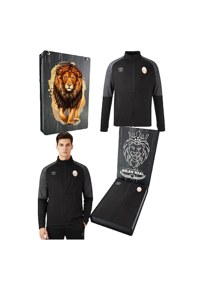 Galatasaray Lisanslı Umbro Dik Yaka Fermuarlı Siyah Sweat Uv Ahşap Kutu Siyah