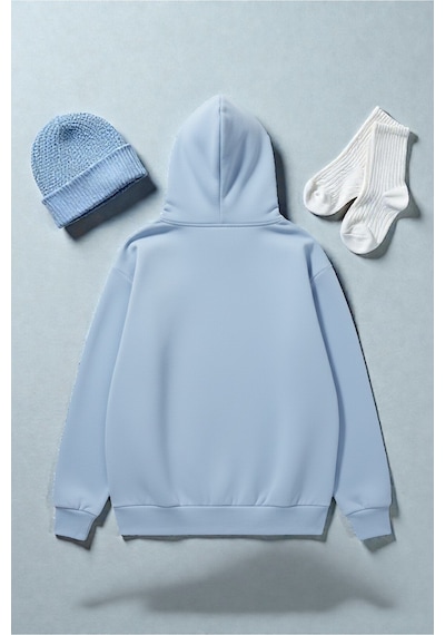 Uyguntarz Unisex Eternal Light Baskılı Oversize Sweatshirt Bebe Mavisi