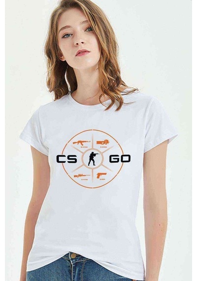 Cs Go Menu Baskılı Beyaz Kadın Tshirt (534309275)