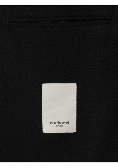 Cacharel Siyah Slim Fit Yün Karışımlı Kırlangıç Yaka Balık Sırtı Blazer Ceket