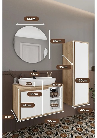 Gül Beyaz 70 Cm Banyo Dolabı Ayna Lavabo Boy Dolabı Beyaz Gül Beyaz 70 Cm Banyo Dolabı Ayna Lavabo Boy Dolabı Beyaz