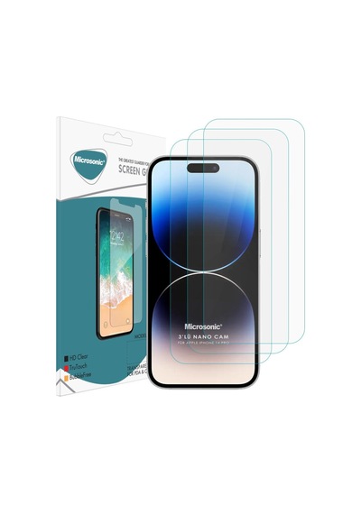 Microsonic Apple  Uyumlu iPhone 14 Pro Screen Protector Nano Glass Cam Ekran Koruyucu 3 Lü Paket