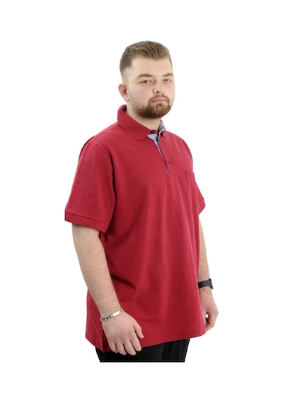 Mode Xl Battal Beden Erkek Tshirt Polo Yaka Cepli Klasik Pike 20552 Bordo Bordo