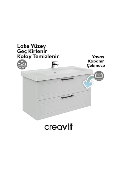 Creavit D20 100 Cm İki Çekmeceli Lavabo Dolabı Beyaz Lake Kapak Beyaz Creavit D20 100 Cm İki Çekmeceli Lavabo Dolabı Beyaz Lake Kapak Beyaz