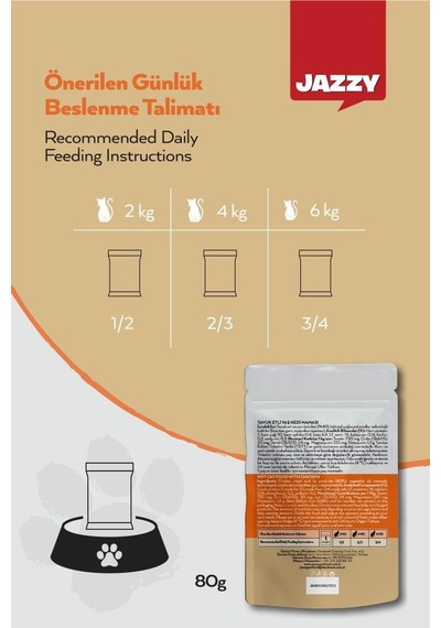 Dardanel Jazzy Zero Grain Tavuklu Kedi Maması Poşet 8 x 80 G