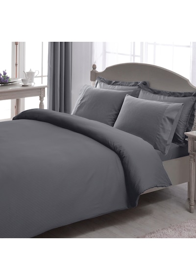Taç Premium Basic Stripe King Size Çk Nevresim Takımı Antrasit