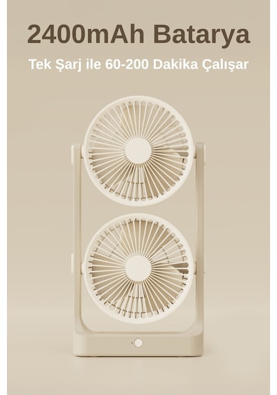 Masaüstü Usb Şarjlı 180 Dönebilen 2 Pervaneli 5 Kademe Fan Vantilatör Soğutucu Ys2546
