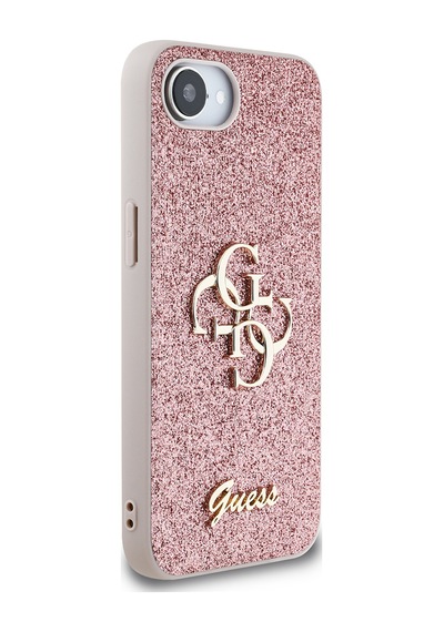 Apple iPhone 16e Uyumlu Kılıf Guess Lisanslı 4g Büyük Metal Logolu Glitter Kapak Pembe