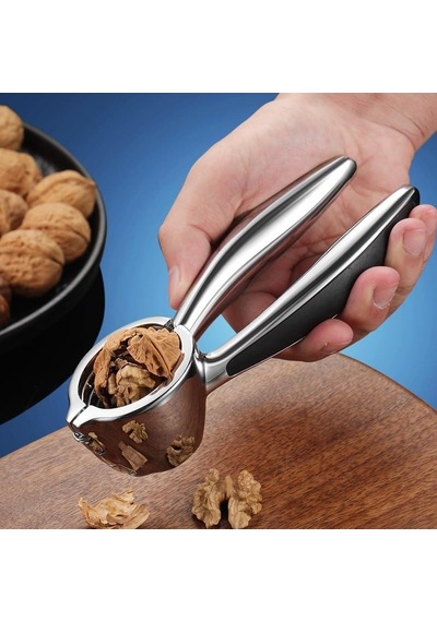 Profesyonel Paslanmaz Çelik Ceviz Kıracağı - Ergonomik Tasarımlı, Etrafa Sıçratmayan Hazneli Ceviz, Fındık Ve Badem Kırıcı Kabuklu Yemiş Kırıcı
