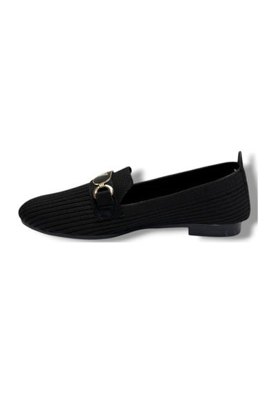 Ceylan Shoes 155-26 Triko V Toka Anatomik Kadın Babet Sıyah