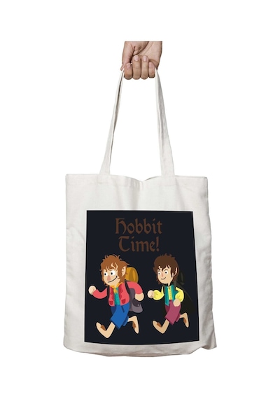 Art Hediye Hobbit Time Lord Of The Rings İki Tarafı Kalıcı Baskılı Yıkanabilir Okul Plaj Omuz Bez Çantası Çok Renkli