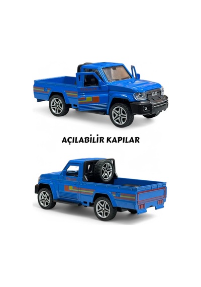 Mavi Diecast 1:32 Metal Çek Bırak Pickup Kamyonet - Açılabilir Kapılı Oyuncak Araba 13 Cm Çok Renkli