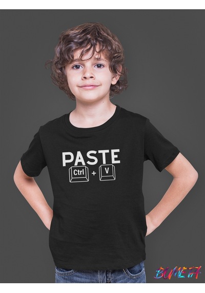 Bumeta Baba Oğul Kız Copy Paste Babalar Günü Unisex Tişört T-shirt Siyah