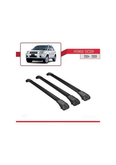 Hyundai Tucson Jm 2004-2009 Arası İle Uyumlu Ace-1 Ara Atkı Tavan Barı Siyah 3 Adet Bar