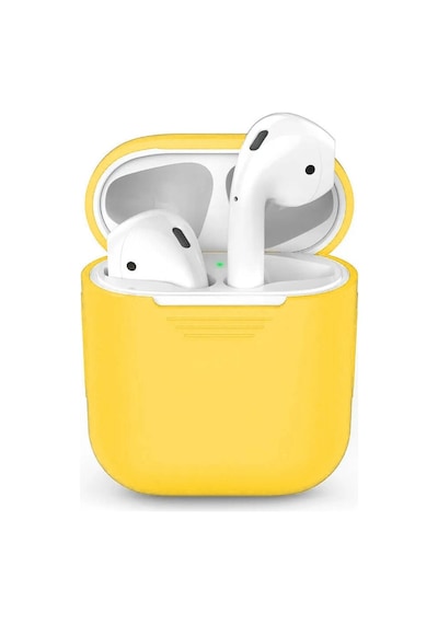Wozlo Apple Uyumlu AirPods 1. Ve 2. Nesil Silikon Koruma Kılıfı - Silikon Koruyucu Kılıf - Sarı