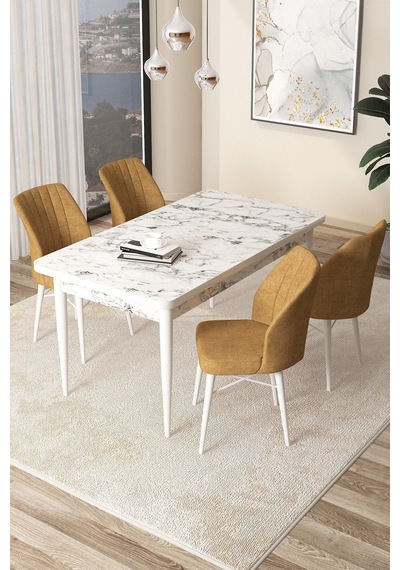 Canisa Arp Serisi 70x110 Sabit Mutfak Masası Takımı Beyaz Mermer Desen Masa 4 Cappucino Sandalye Masa Beyaz Sandalyeler Cappucino Canisa Arp Serisi 70x110 Sabit Mutfak Masası Takımı Beyaz Mermer Desen Masa 4 Cappucino Sandalye Masa Beyaz Sandalyeler Cappucino